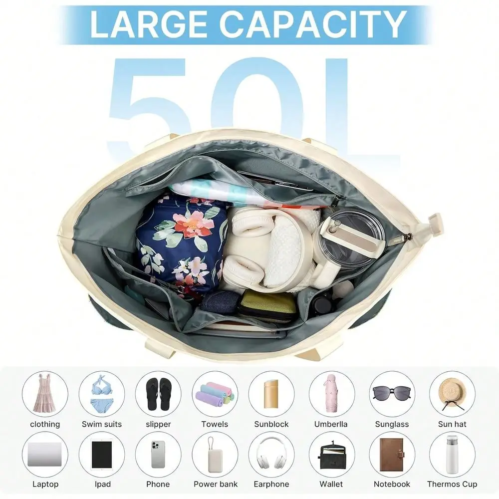 Tote Bag Beach - Waterproof Foldable Beach Tote Bag Compatible
