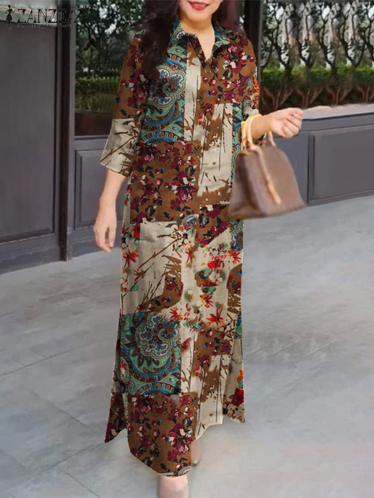 Romper Floral Print - ZANZEA Women Auutmn Dresses Vintage Spring