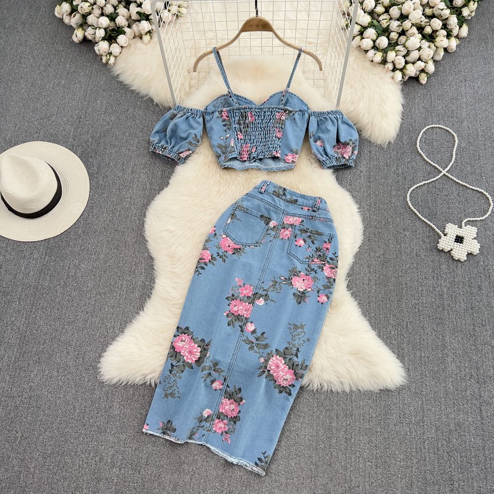 Fashion Floral Print Denim Ski - Romper Floral Print recensione e prezzo