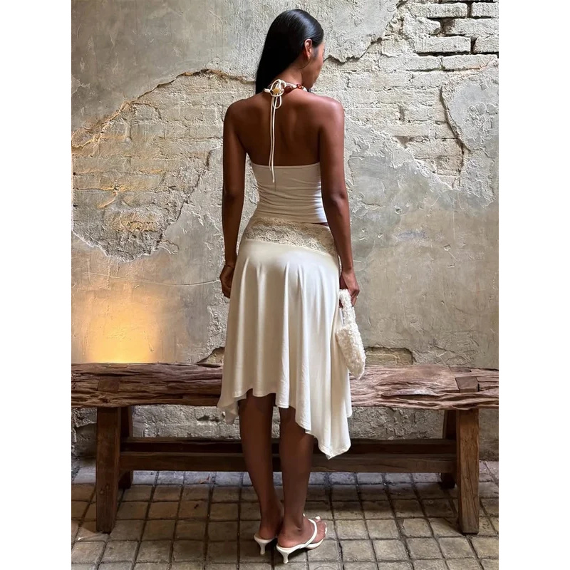 Sexy Lace Patchwork Sling Top  - Maxi Dress Halter recensione e prezzo