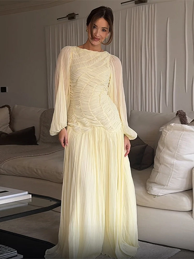 BWQ Elegant Chiffon Pleated Lo - Linen Dress Wrap recensione e prezzo