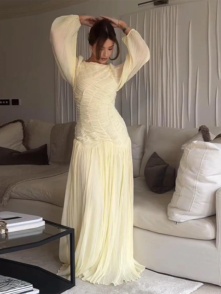BWQ Elegant Chiffon Pleated Lo - Linen Dress Wrap recensione e prezzo