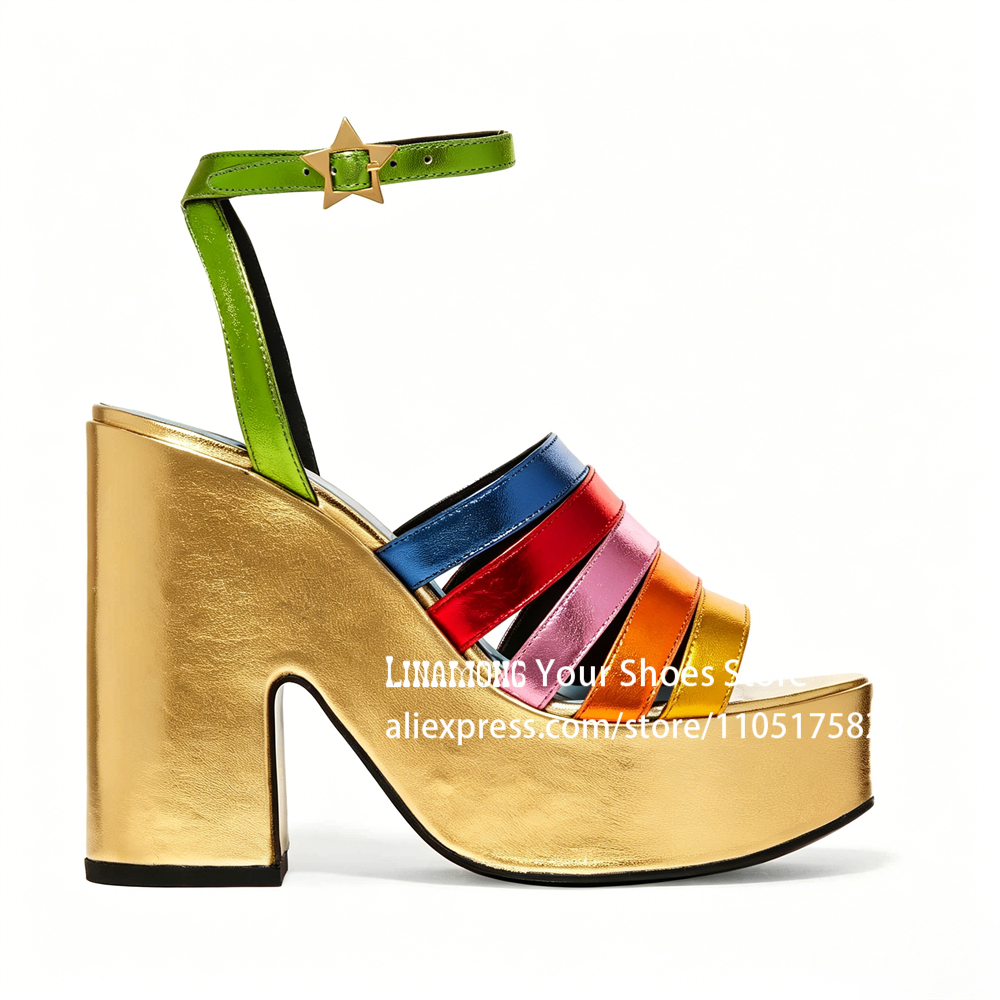 Multicolor Strappy Chunky Heel - Sandal Strappy Heeled recensione e prezzo