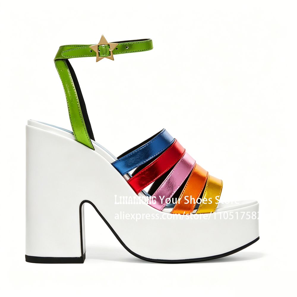 Multicolor Strappy Chunky Heel - Sandal Strappy Heeled recensione e prezzo