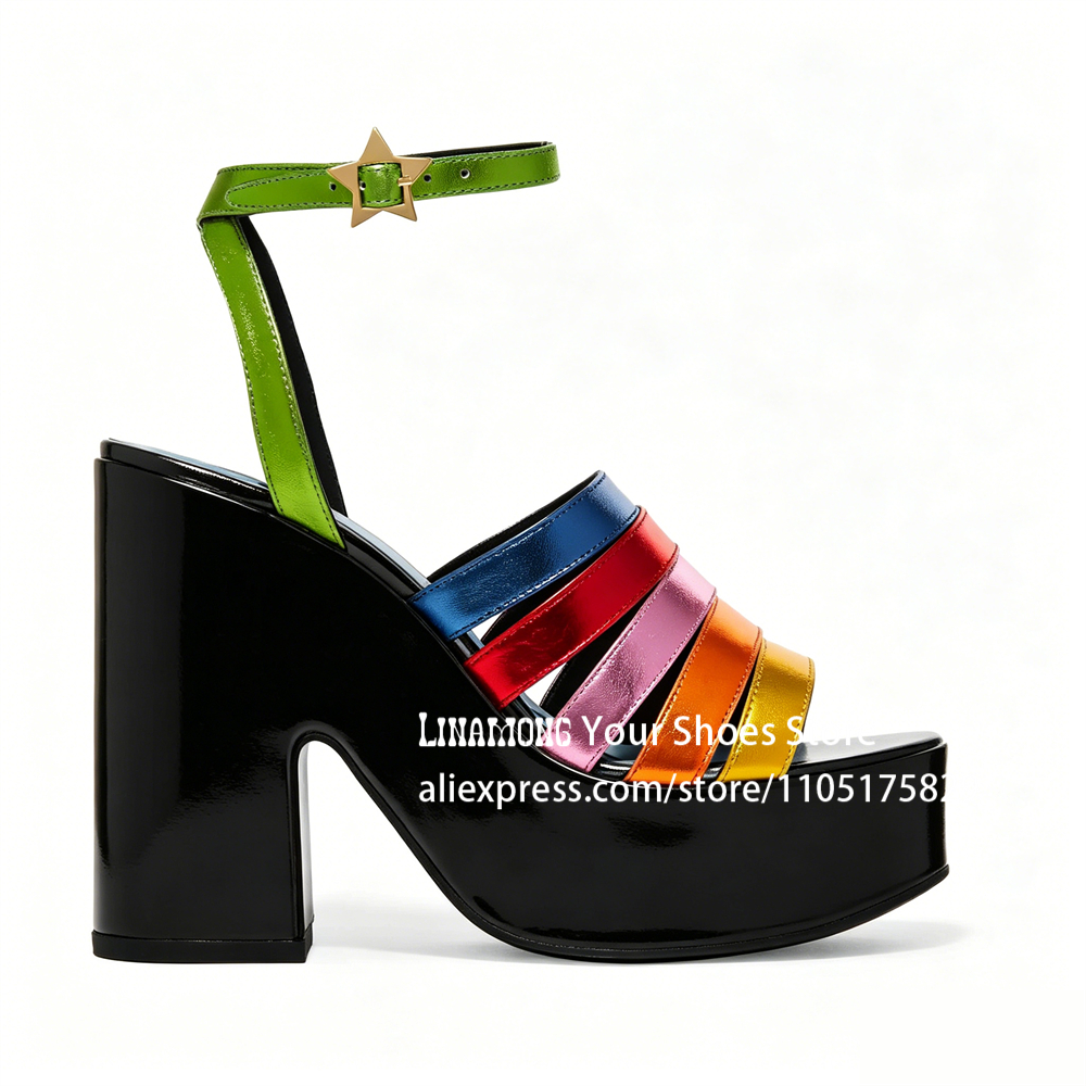 Multicolor Strappy Chunky Heel - Sandal Strappy Heeled recensione e prezzo