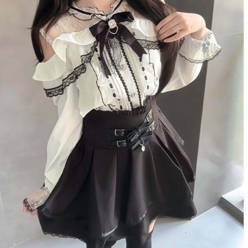 Japanese Gothic Y2k Lolita Sty - Blouse Off Shoulder recensione e prezzo