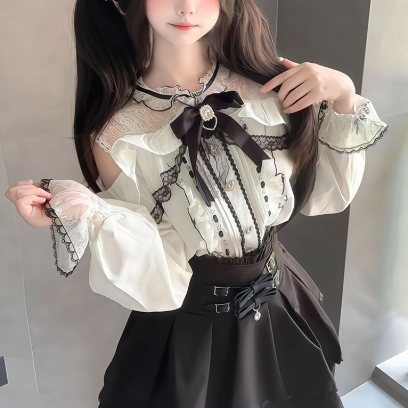 Japanese Gothic Y2k Lolita Sty - Blouse Off Shoulder recensione e prezzo
