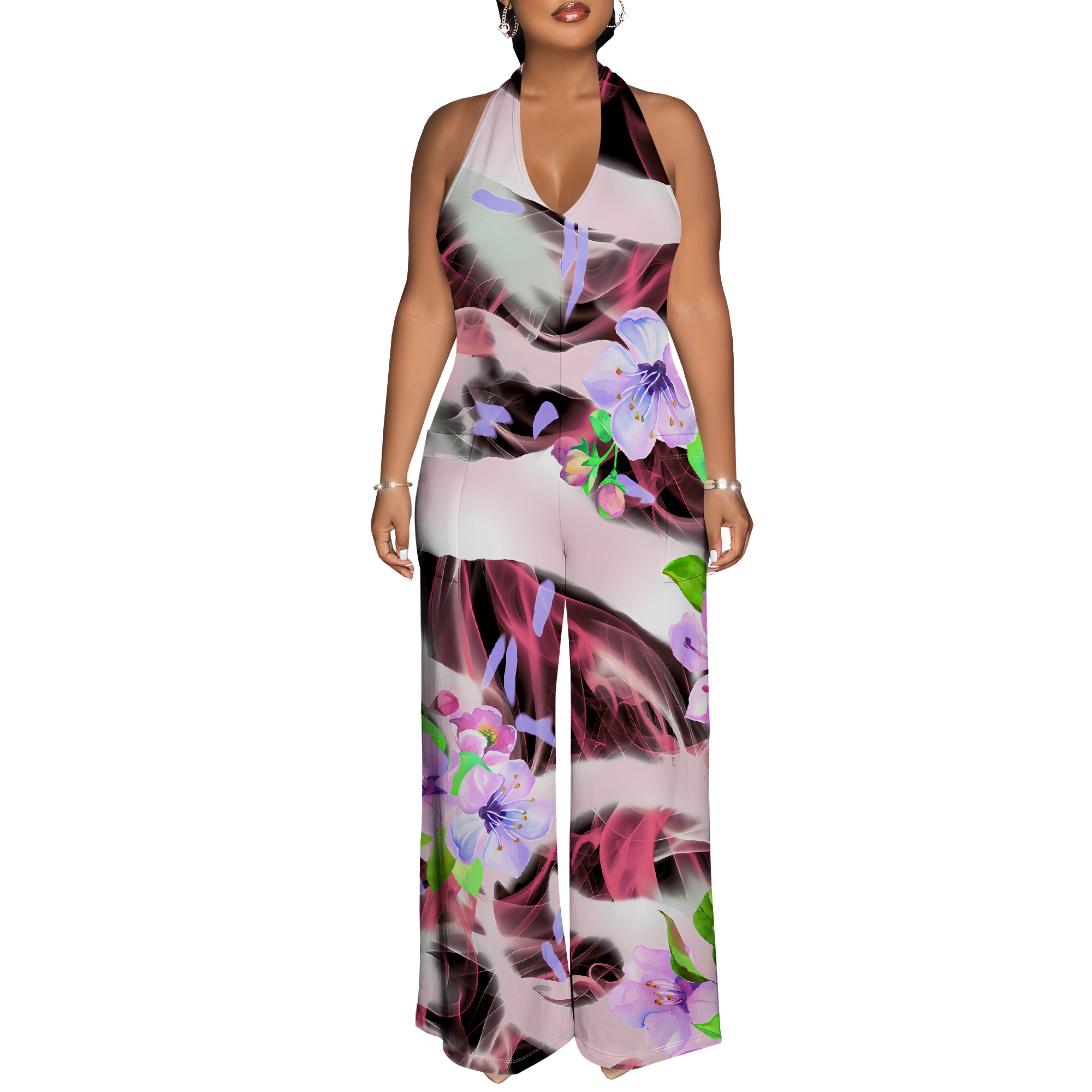Floral Print Halter Jumpsuit - - Romper Floral Print recensione e prezzo