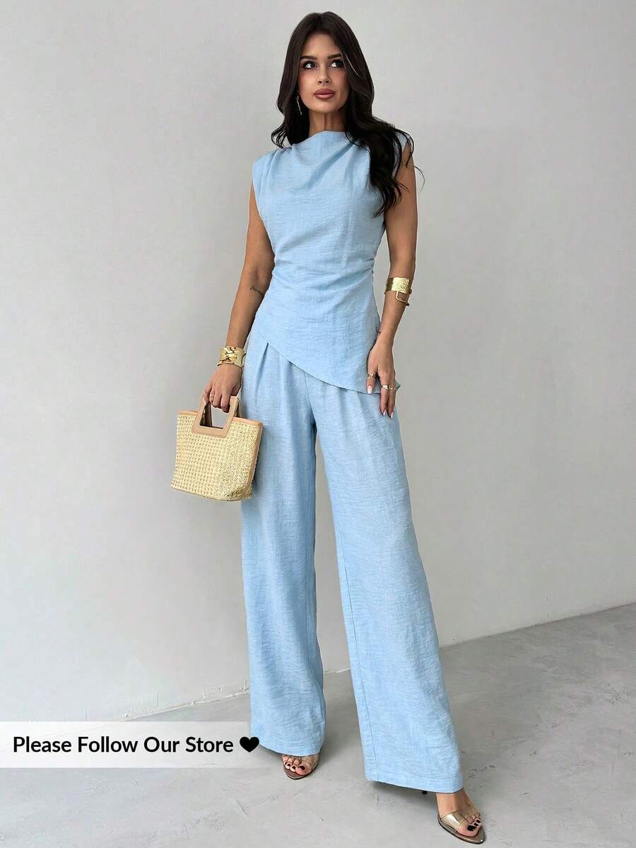 Sleeveless Asymmetric Ruched W - Linen Pant Wide recensione e prezzo