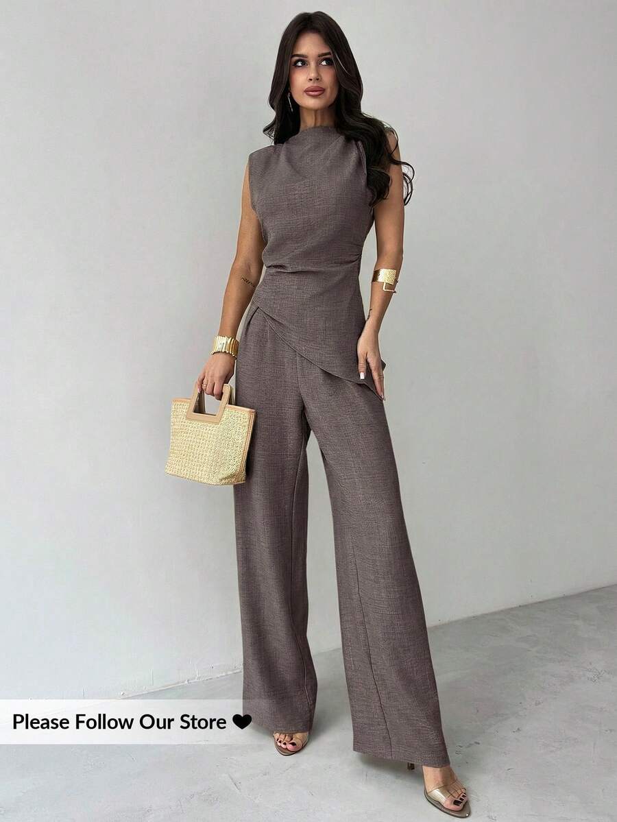 Sleeveless Asymmetric Ruched W - Linen Pant Wide recensione e prezzo