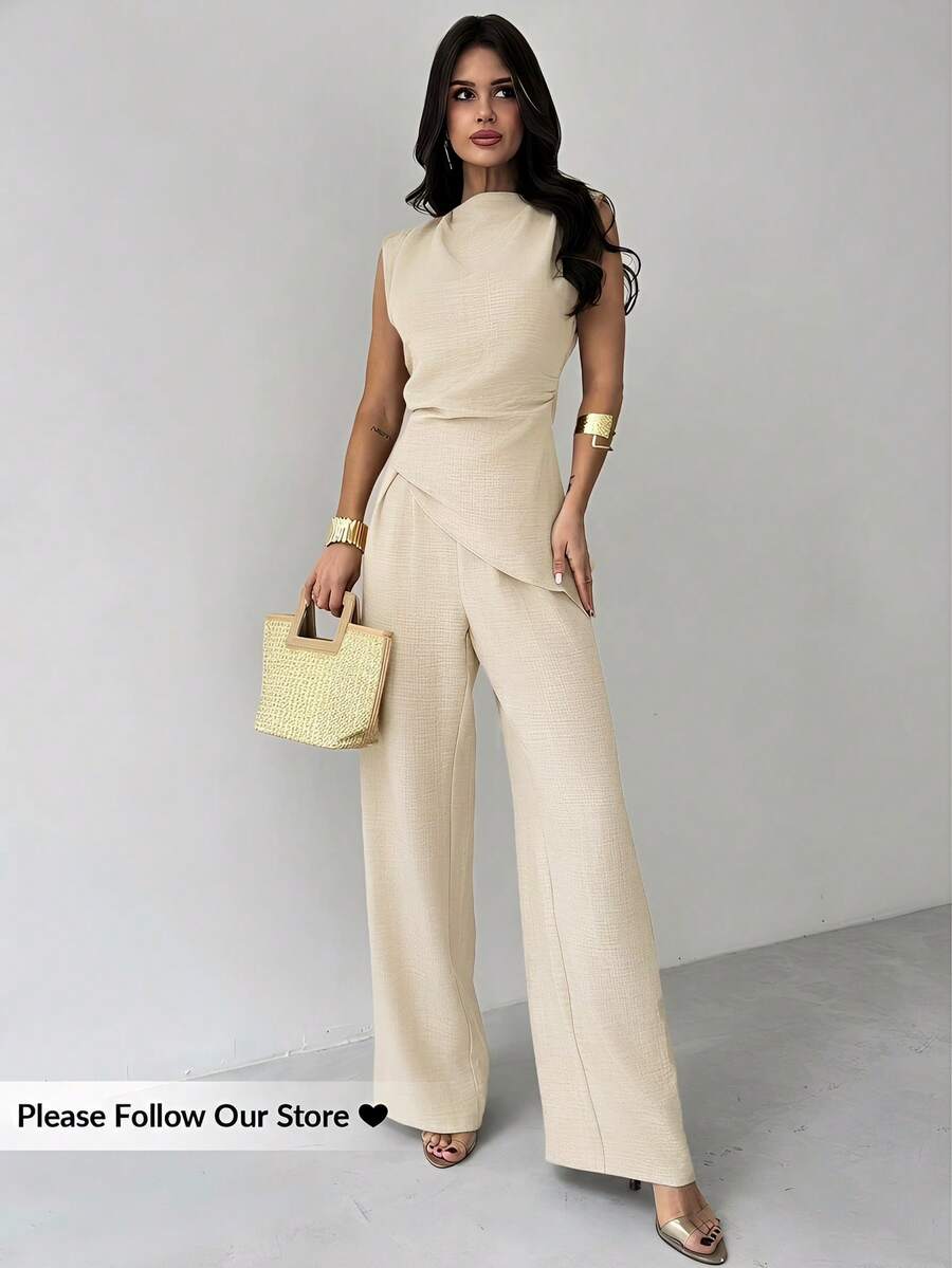 Sleeveless Asymmetric Ruched W - Linen Pant Wide recensione e prezzo
