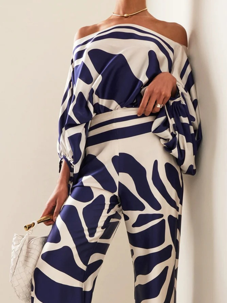 Women's Printed Satin 2-piece  - Blouse Off Shoulder recensione e prezzo