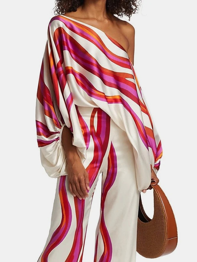 Women's Printed Satin 2-piece  - Blouse Off Shoulder recensione e prezzo