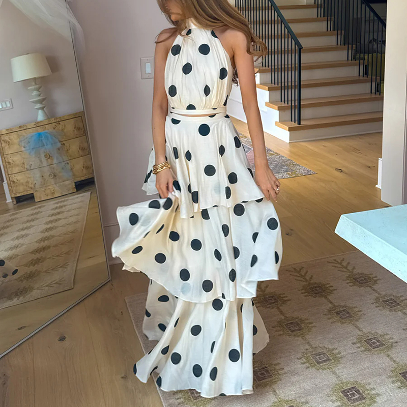 Vintage Polka Dot Matching Set - Crop Top Crochet recensione e prezzo
