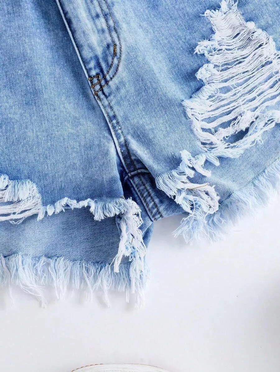 Womens Distressed Denim Shorts - Shorts Denim Frayed recensione e prezzo