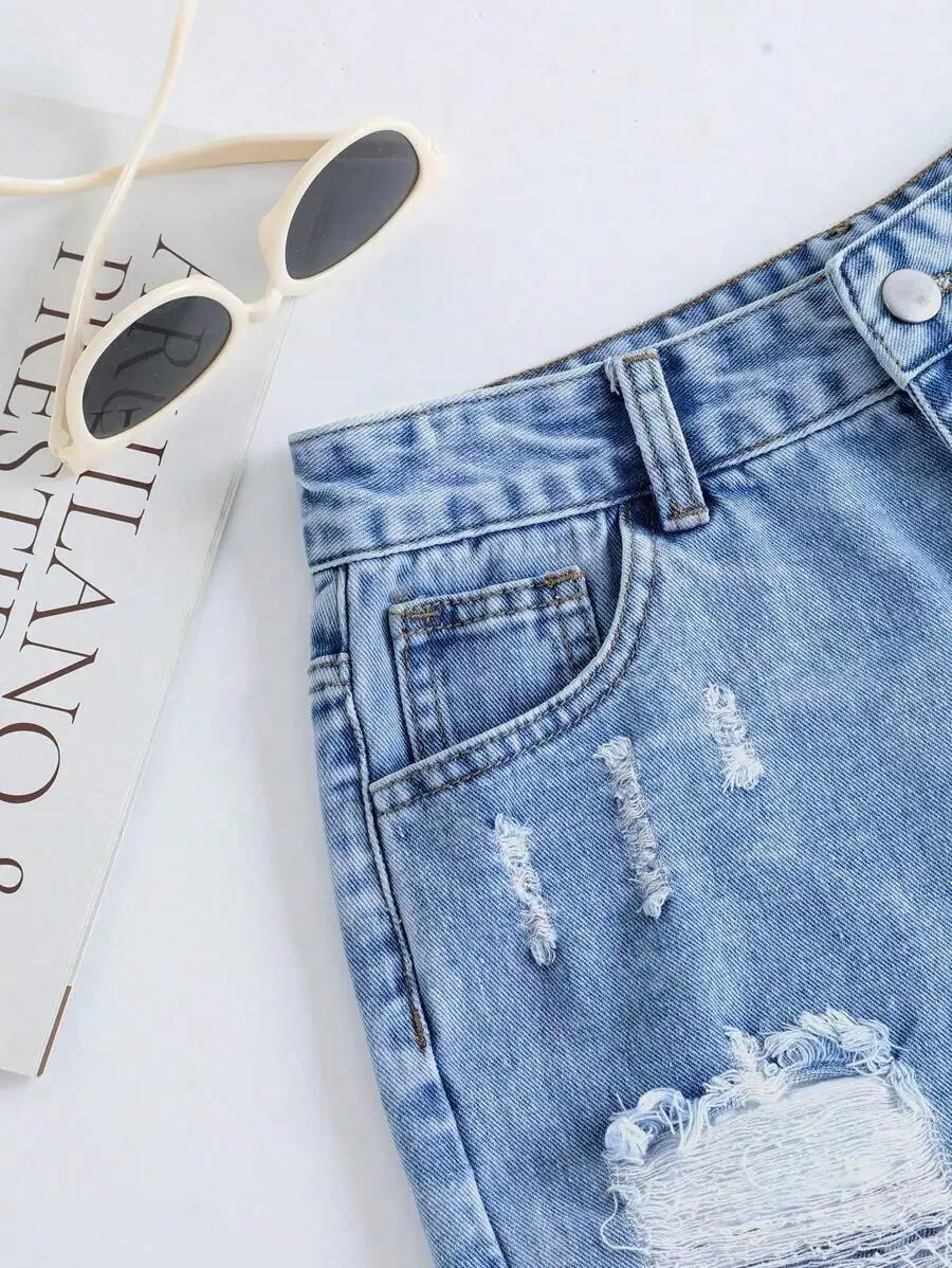 Womens Distressed Denim Shorts - Shorts Denim Frayed recensione e prezzo