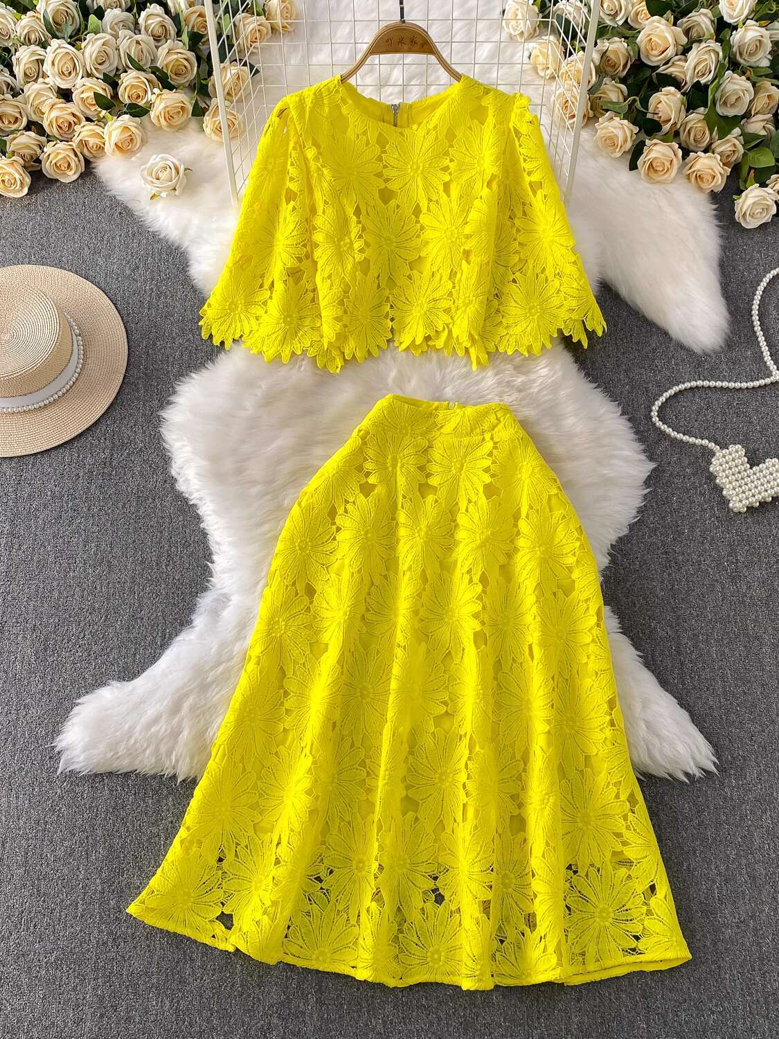 Elegant 2 Piece Set Women Summ - Crop Top Crochet recensione e prezzo