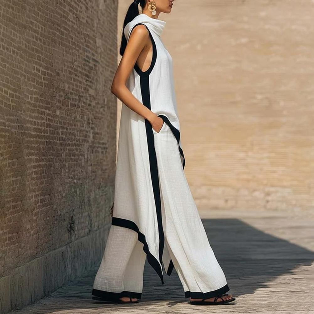 Women Color Block Cotton Linen - Linen Pant Wide recensione e prezzo