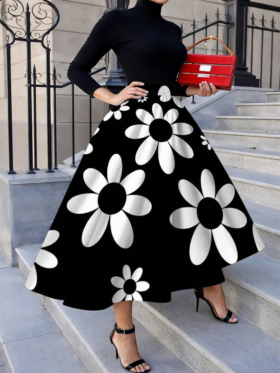 Oversized Womens Daisy Print M - Midi Skirt Floral recensione e prezzo