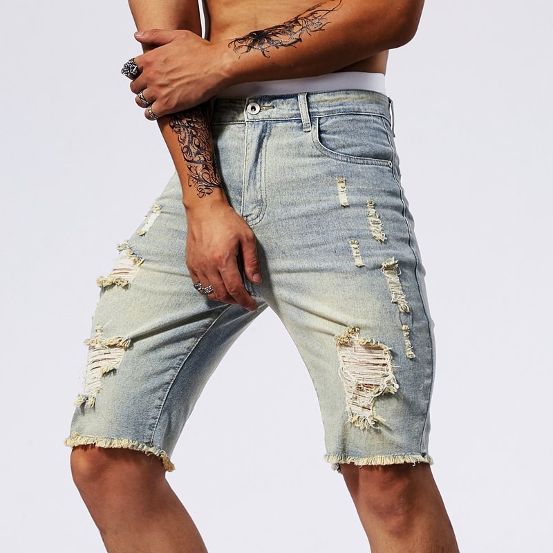 Men's Denim Shorts Blue Slim F - Shorts Denim Frayed recensione e prezzo