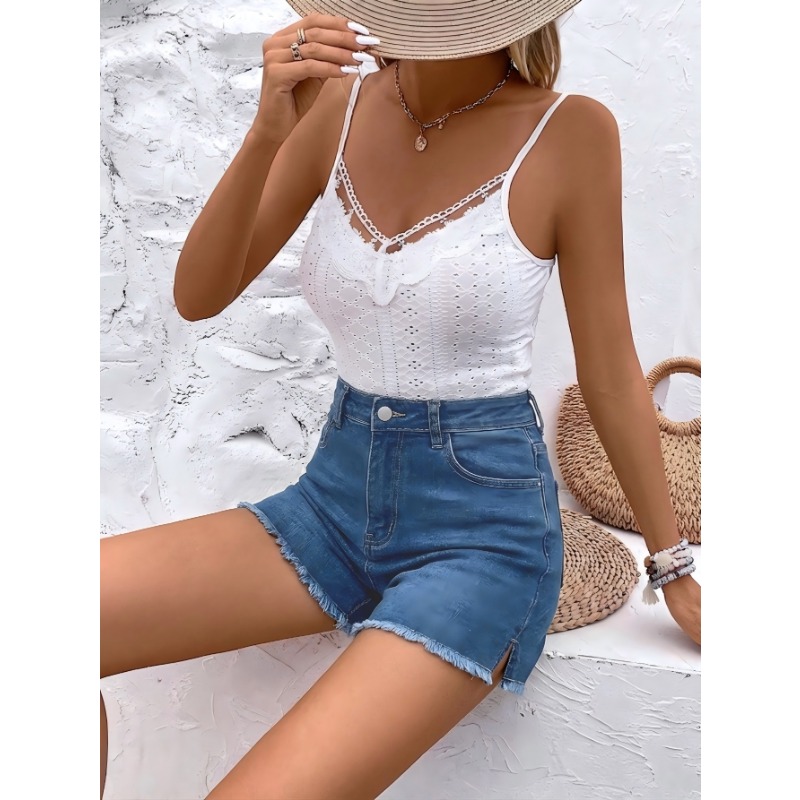Women's High Waist Denim Short - Shorts Denim Frayed recensione e prezzo