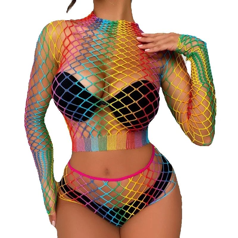 Sexy Rainbow Mesh Lingerie Set - Bralette Triangle Set recensione e prezzo
