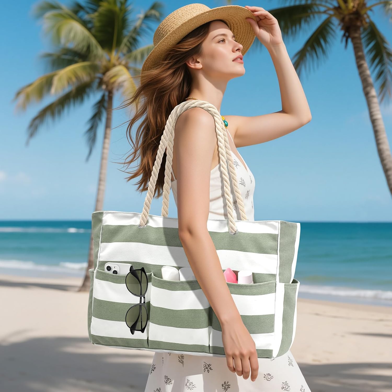 Canvas Large Beach Tote Bag fo - Tote Bag Beach recensione e prezzo