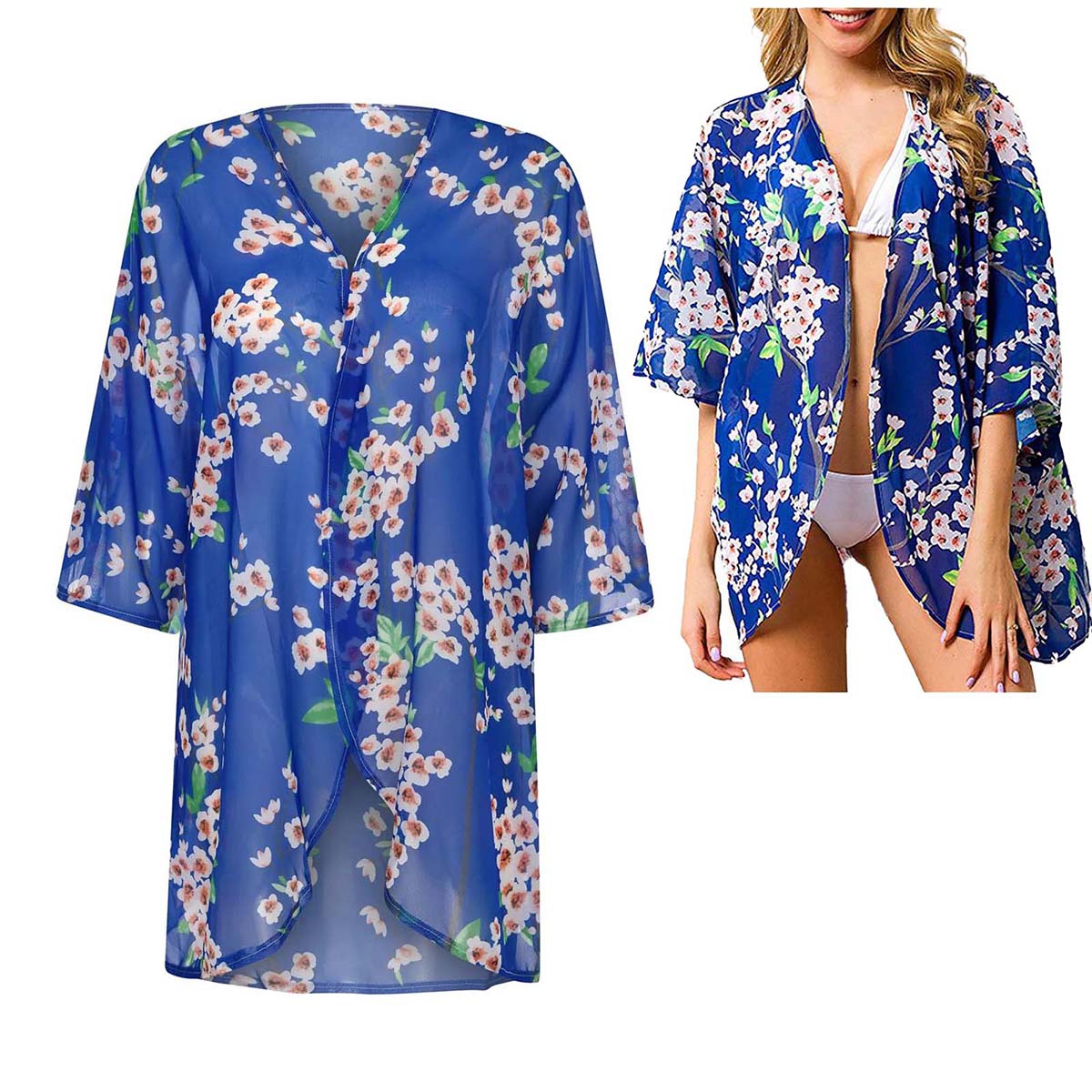 Women's Loose Sheer Chiffon Ki - Kimono Sheer Floral recensione e prezzo