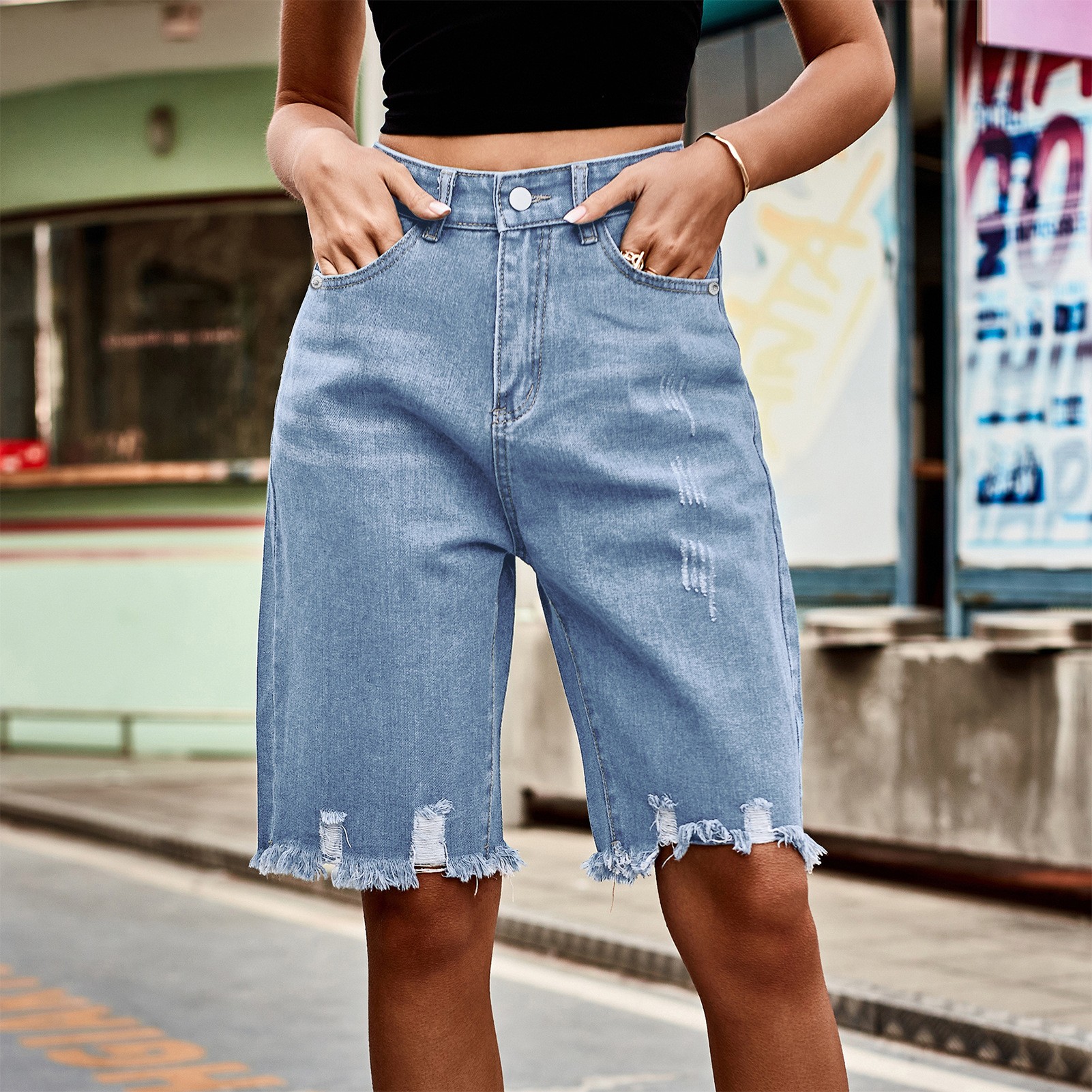 Summer Women's Clothing Distre - Shorts Denim Frayed recensione e prezzo