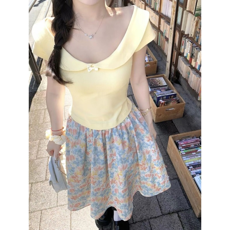 Women 2 Piece Set Bow Top And  - Midi Skirt Floral recensione e prezzo