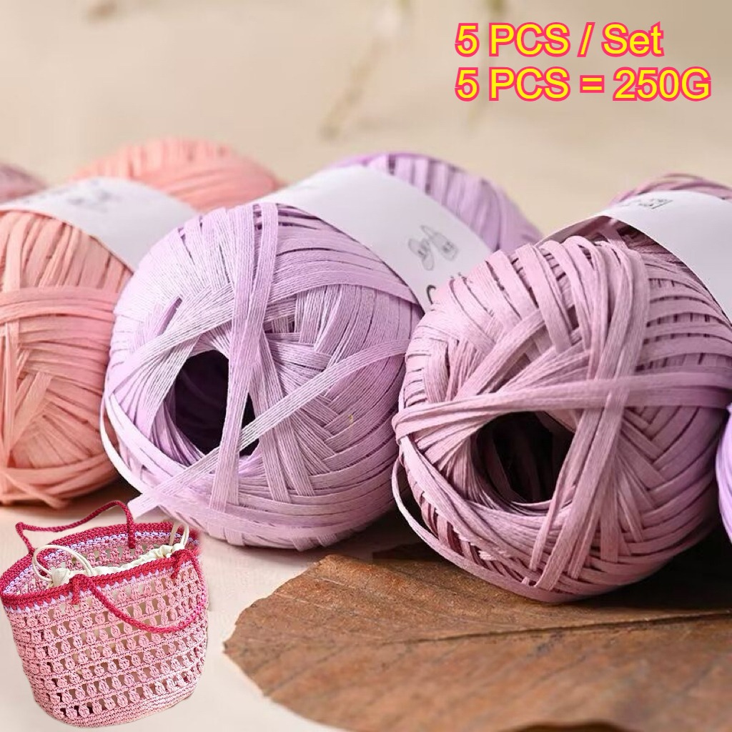 5PCS 250g Raffia Paper Rope Kn - Crochet Bag Raffia recensione e prezzo