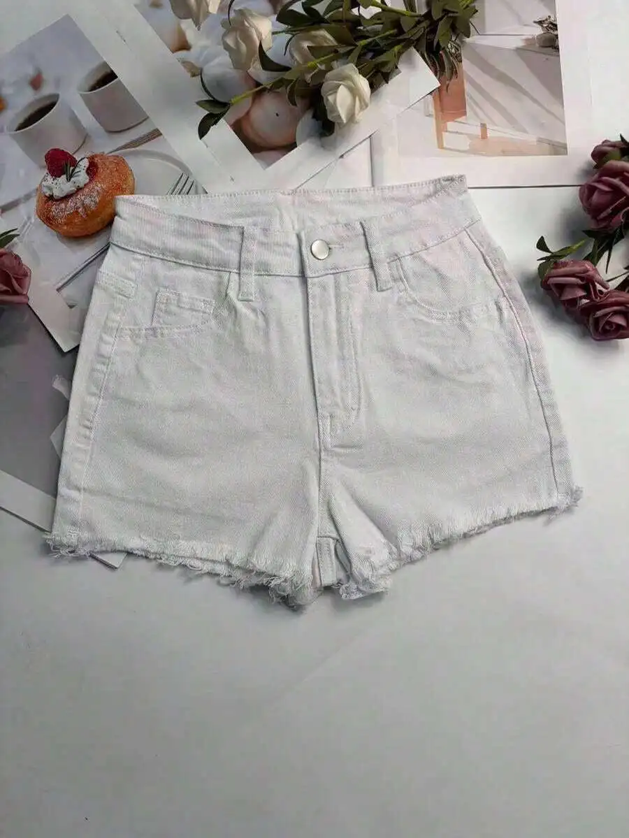 Womens White Distressed Denim  - Shorts Denim Frayed recensione e prezzo