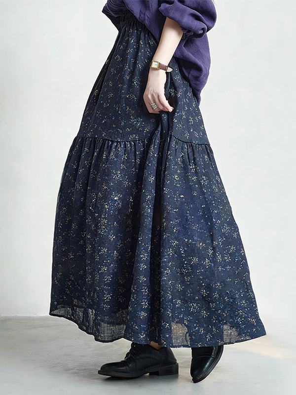 Floral Print High Waist A-Line - Midi Skirt Floral recensione e prezzo