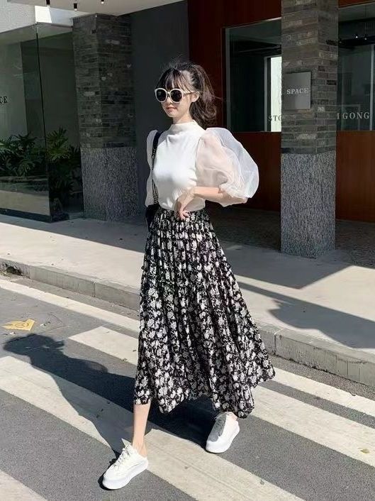 Floral Print A-Line Midi Skirt - Midi Skirt Floral recensione e prezzo