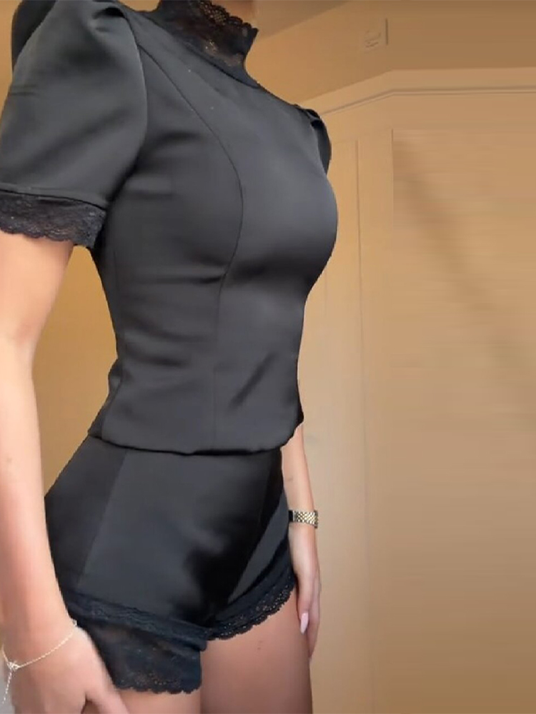 New Satin Lace Edge Top Short  - Blouse Off Shoulder recensione e prezzo