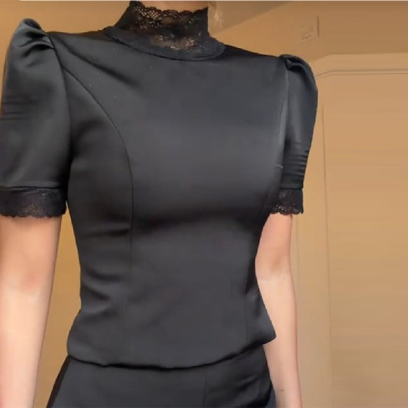 New Satin Lace Edge Top Short  - Blouse Off Shoulder recensione e prezzo