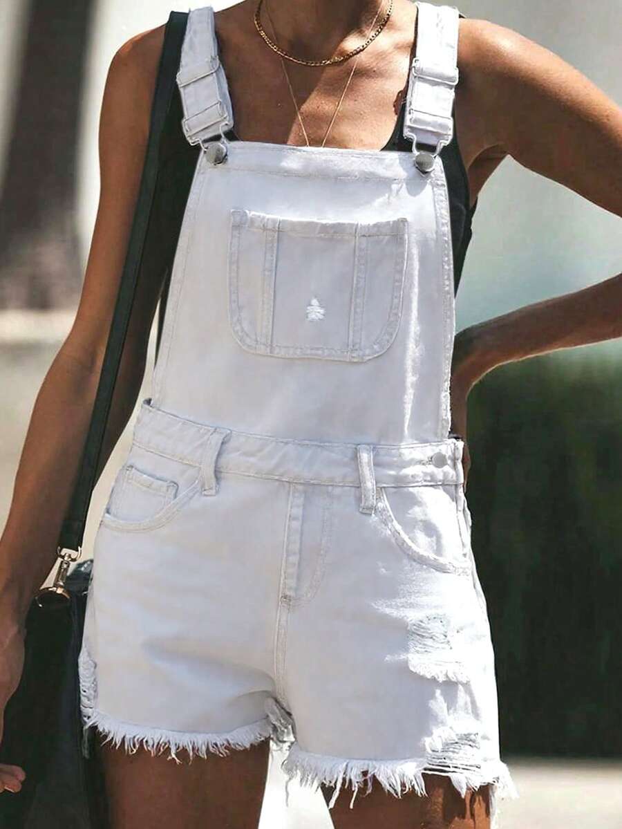 Womens White Distressed Denim  - Shorts Denim Frayed recensione e prezzo